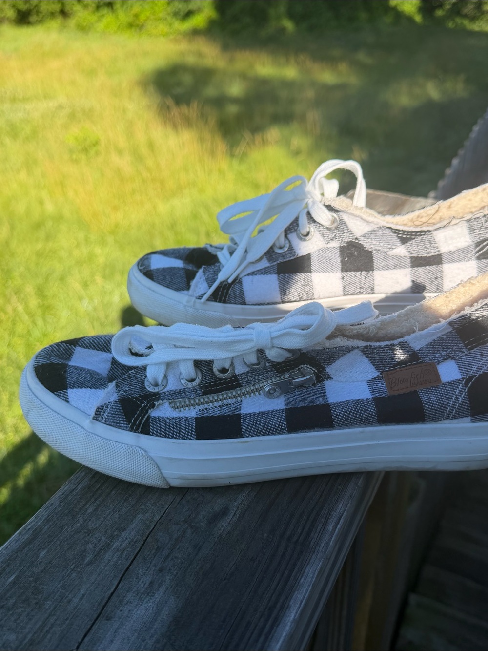Blowfish Malibu Buffalo Plaid Sherpa Lined Zip Lace-Up Sneakers - Picture 6 of 6